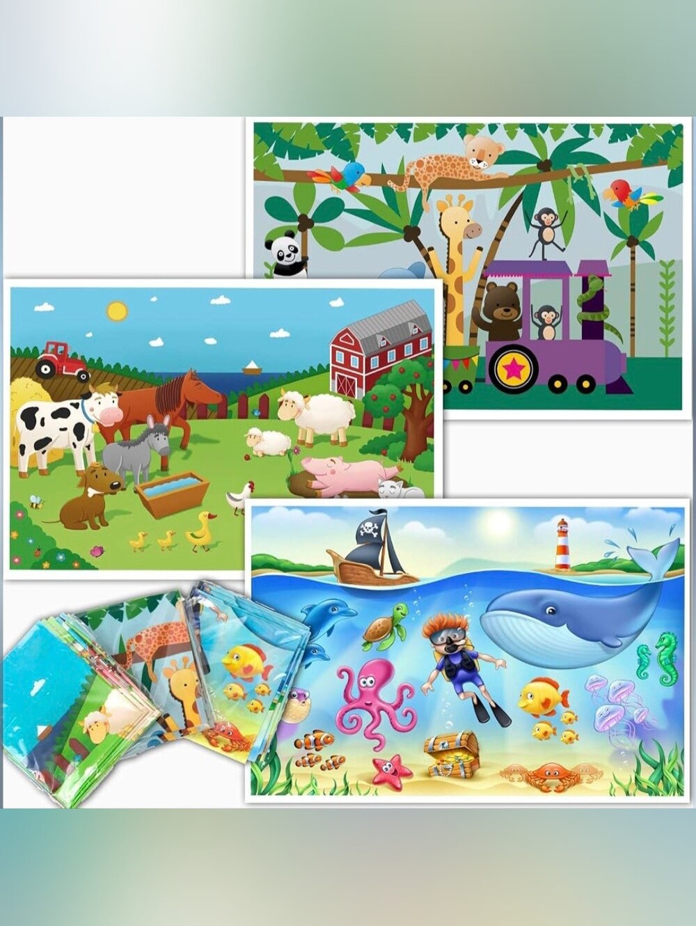 NWT Klean Kids 60 Pack Disposable Placemats Baby 3 Design Eating Mats 12" x 18"